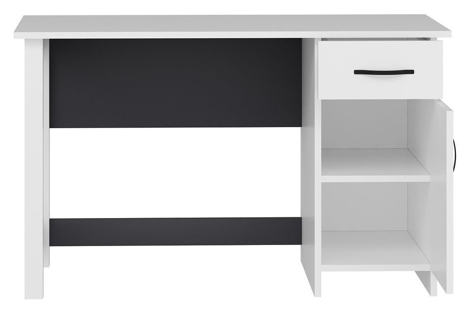 Bureau 1 tiroir 1 porte bois blanc et anthracite Klika 120 cm - Photo n°2