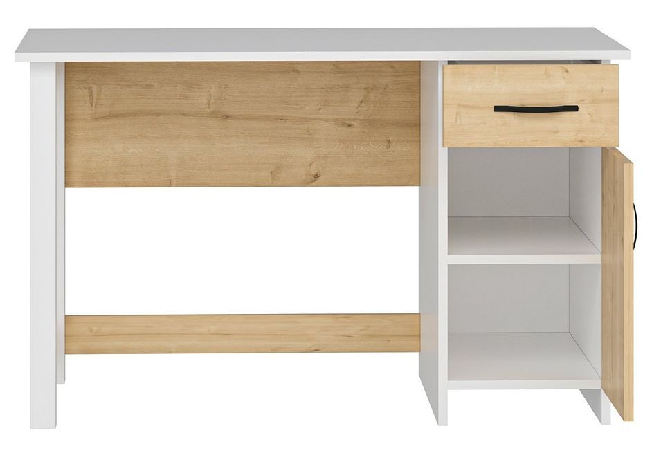 Bureau 1 tiroir 1 porte bois blanc et naturel Klika 120 cm - Photo n°2