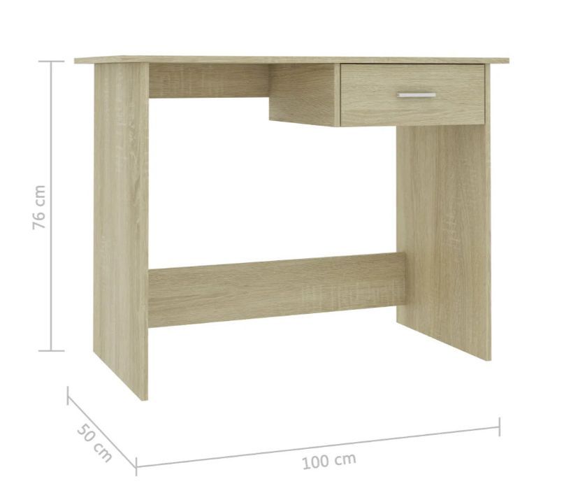Bureau 1 tiroir chêne clair et bois blanc Athena - Photo n°6