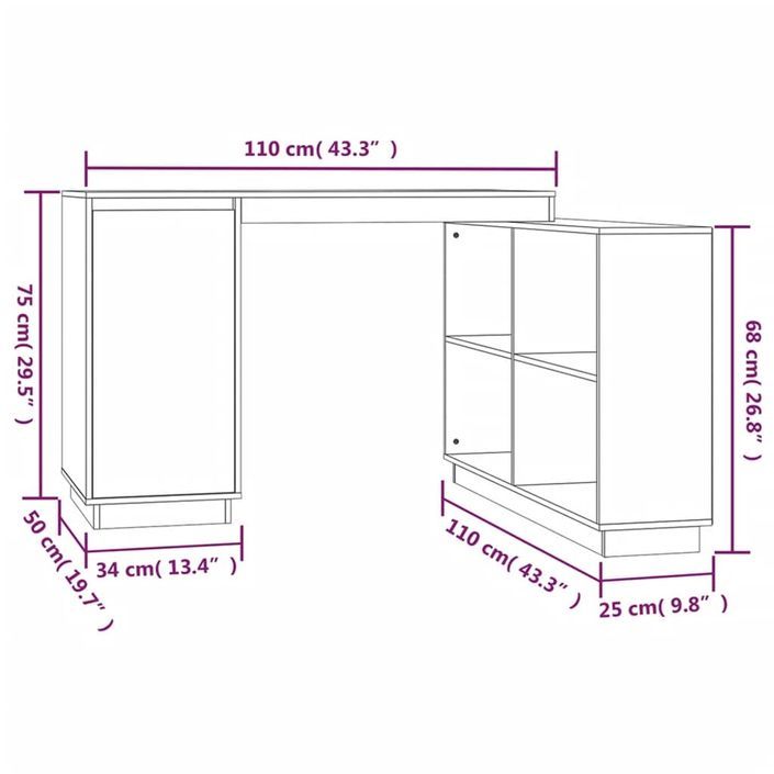 Bureau 110x50x75 cm Bois massif de pin - Photo n°11