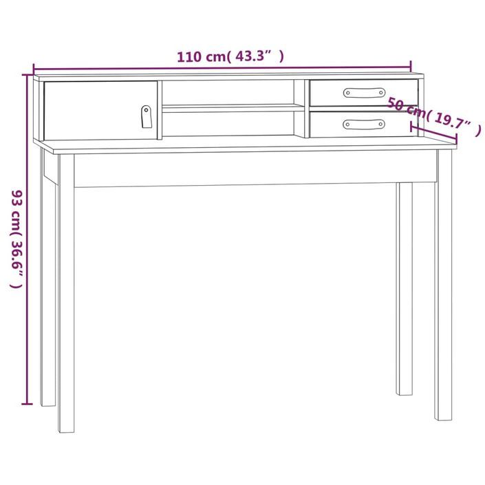 Bureau 110x50x93 cm Bois massif de pin - Photo n°9