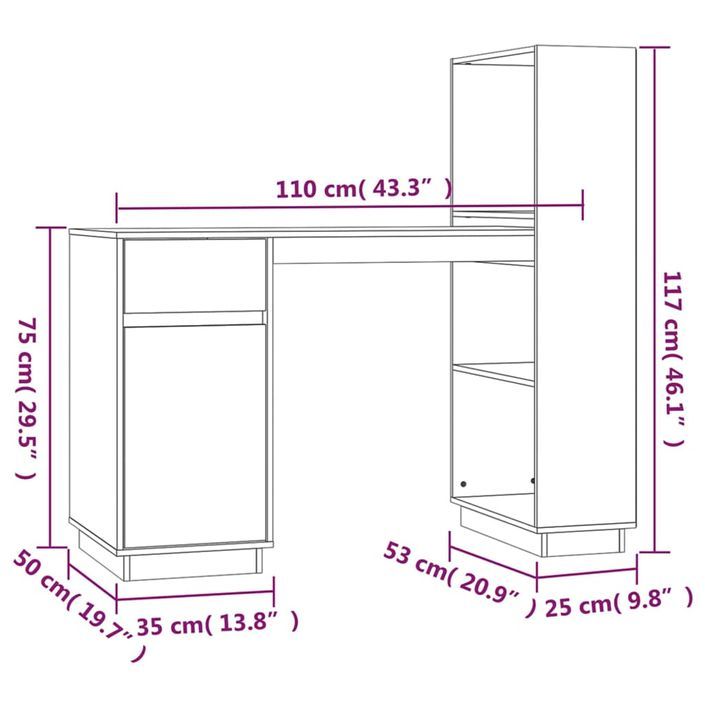 Bureau 110x53x117 cm Bois massif de pin - Photo n°11