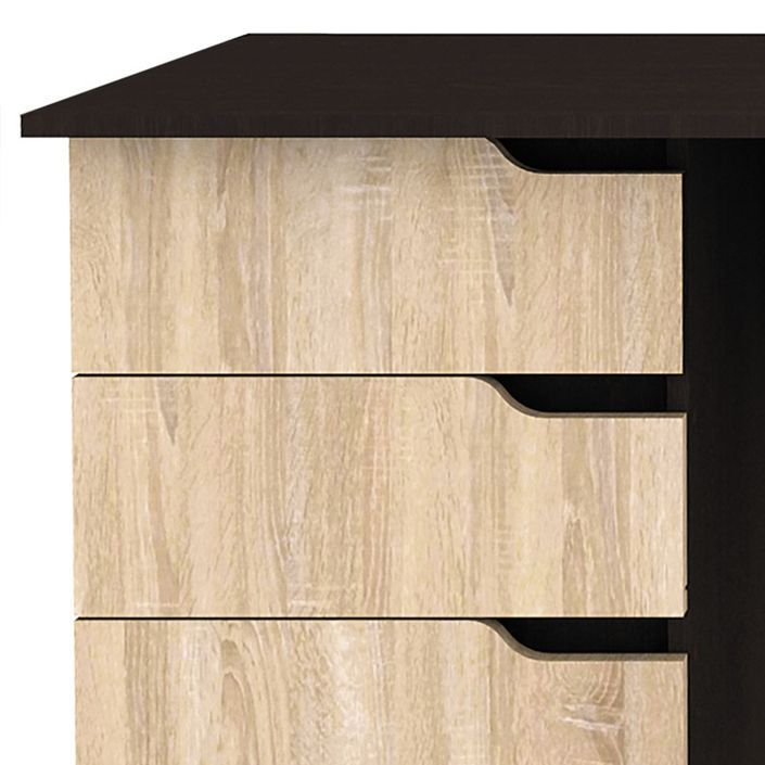 Bureau 2 tiroirs bois chêne clair et foncé Compact 160 cm - Photo n°3