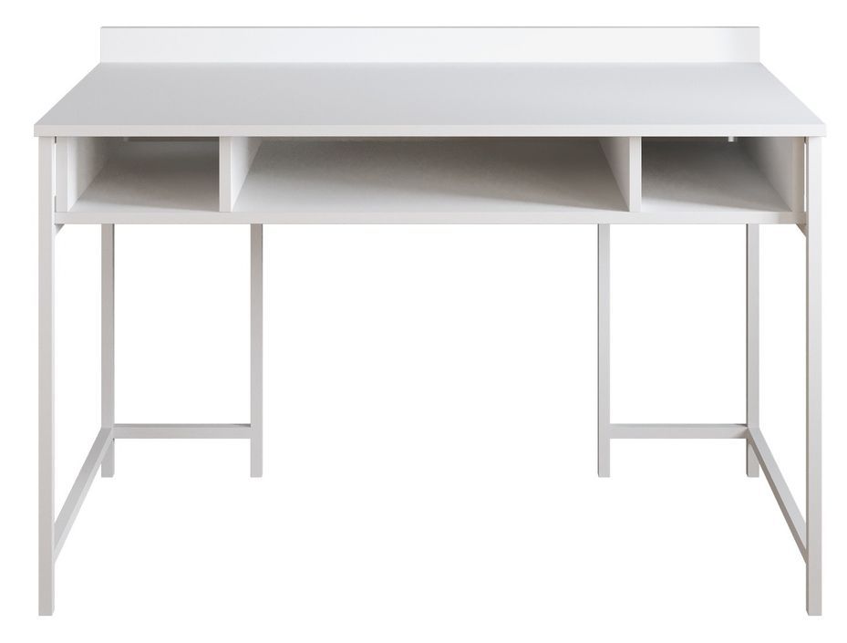 Bureau 3 niches bois blanc avec des pieds en métal blanc Kyliane 119.6 cm - Photo n°1