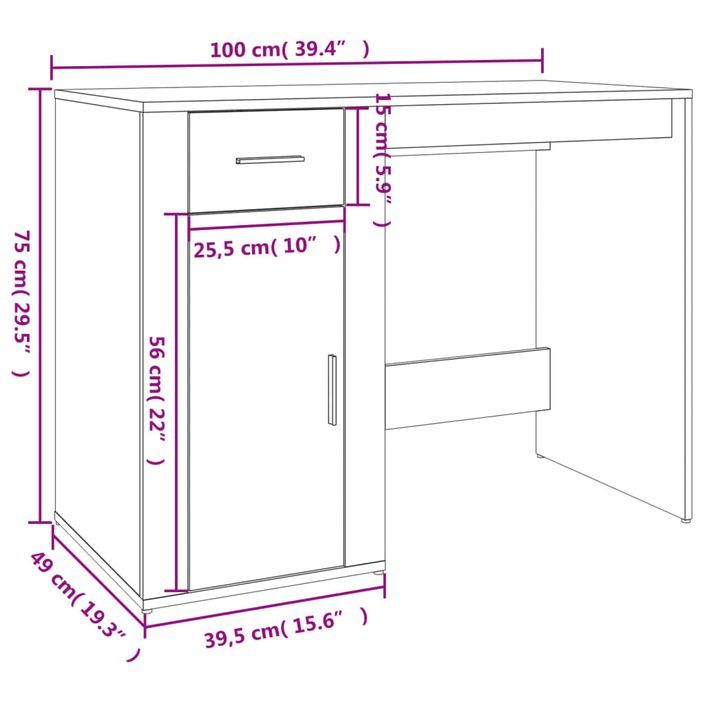 Bureau avec armoire blanc bois d'ingénierie - Photo n°6