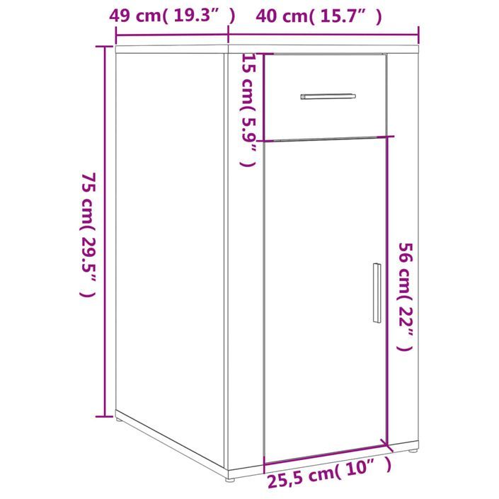 Bureau avec armoire chêne sonoma bois d'ingénierie - Photo n°9