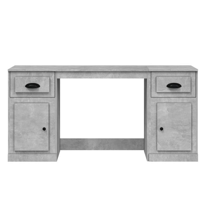 Bureau avec armoire gris béton bois d'ingénierie - Photo n°6