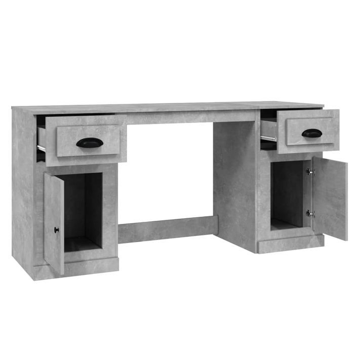Bureau avec armoire gris béton bois d'ingénierie - Photo n°8