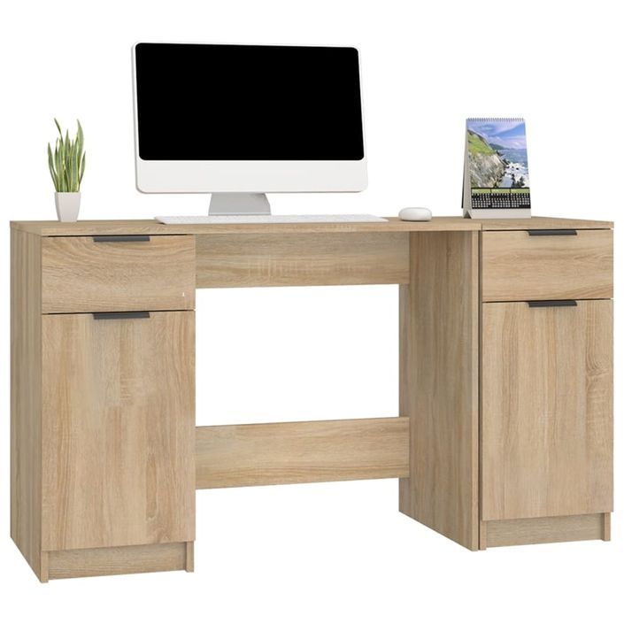 Bureau avec armoire latérale Chêne sonoma Bois d'ingénierie - Photo n°4