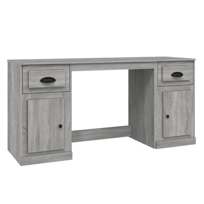 Bureau avec armoire sonoma gris bois d'ingénierie - Photo n°2