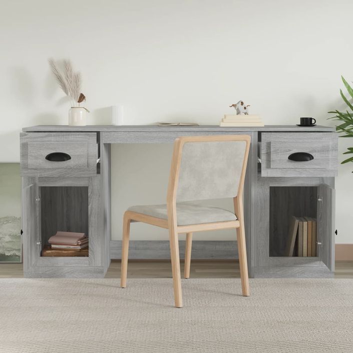 Bureau avec armoire sonoma gris bois d'ingénierie - Photo n°3