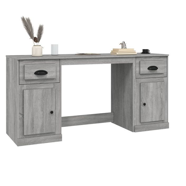 Bureau avec armoire sonoma gris bois d'ingénierie - Photo n°4