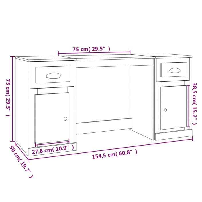 Bureau avec armoire sonoma gris bois d'ingénierie - Photo n°10