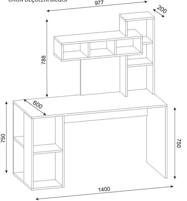Bureau avec étagère intégré bois rouge et blanc Ciska 120 - Photo n°4