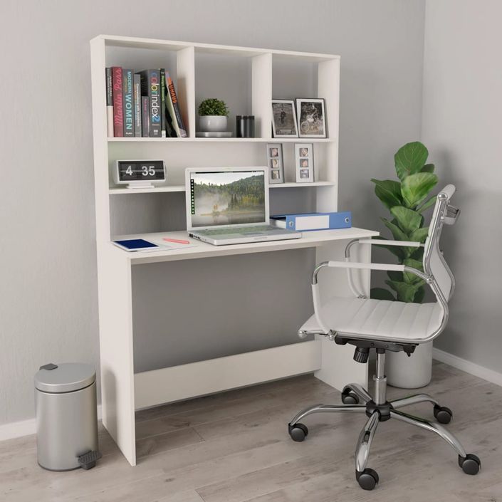 Bureau avec étagères Blanc 110 x 45 x 157 cm - Photo n°2