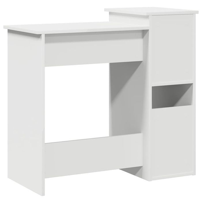 Bureau avec étagères blanc 84x40x78 cm bois d'ingénierie - Photo n°7