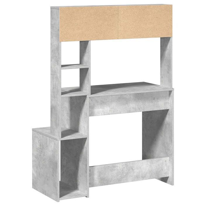 Bureau avec étagères gris béton 100x45x140 cm bois d'ingénierie - Photo n°6