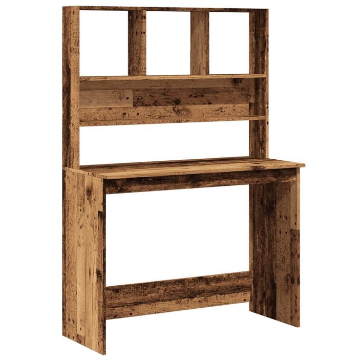 Bureau avec étagères vieux bois 102x45x148 cm bois d'ingénierie - Photo n°1