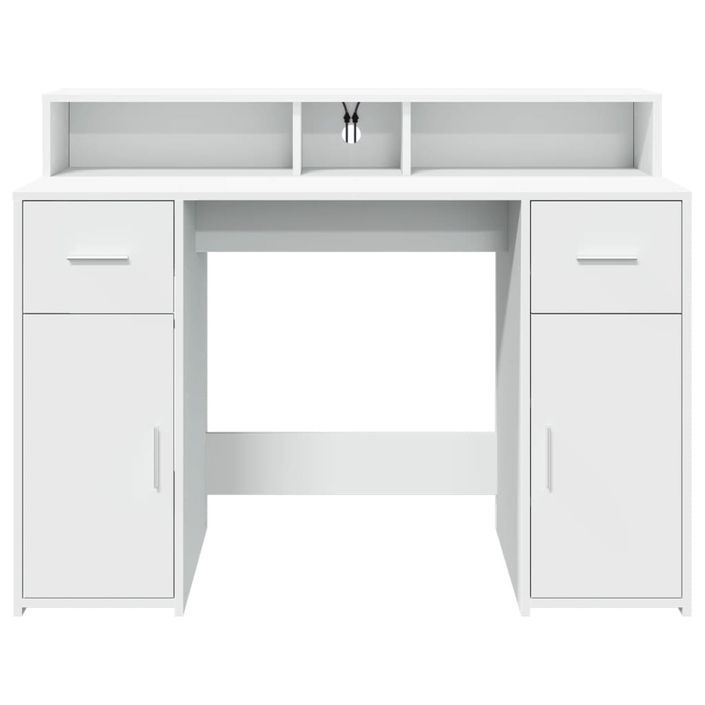 Bureau avec lumières LED blanc 120x55x91 cm bois d'ingénierie - Photo n°6