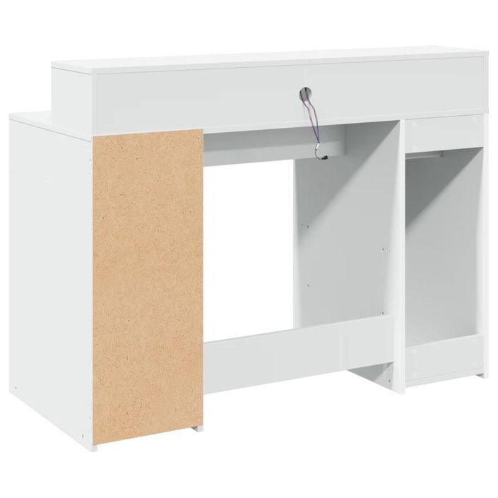 Bureau avec lumières LED blanc 120x55x91 cm bois d'ingénierie - Photo n°8