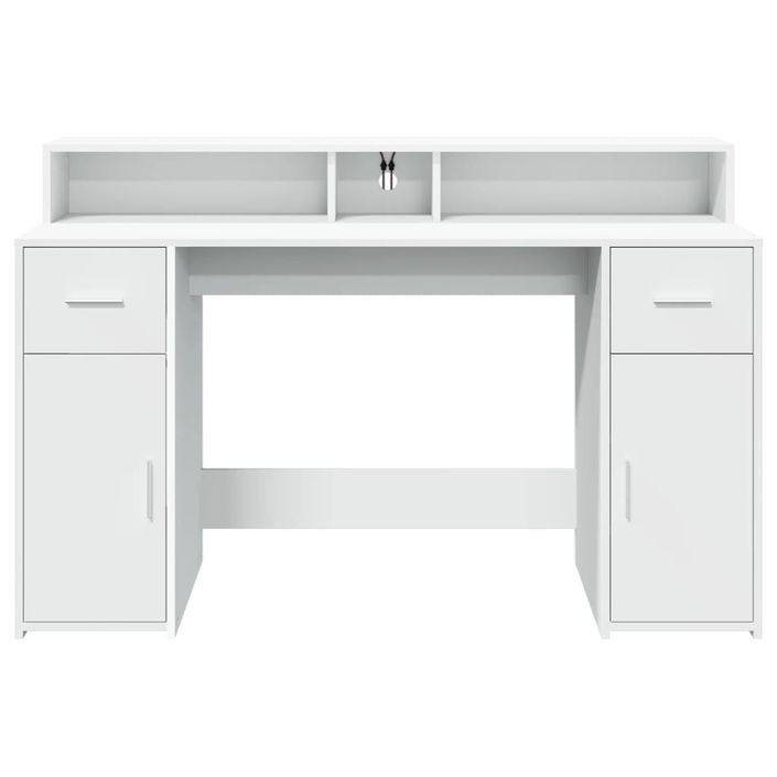 Bureau avec lumières LED blanc 140x55x91 cm bois d'ingénierie - Photo n°6