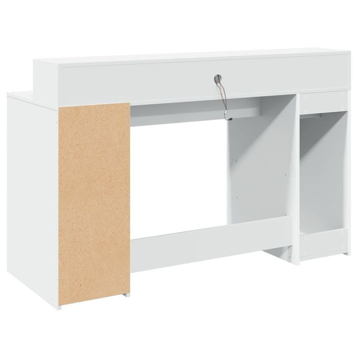 Bureau avec lumières LED blanc 140x55x91 cm bois d'ingénierie - Photo n°8