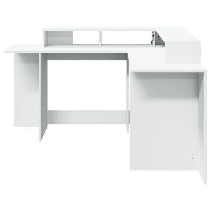 Bureau avec lumières LED blanc 152x152x91 cm bois d'ingénierie - Photo n°6