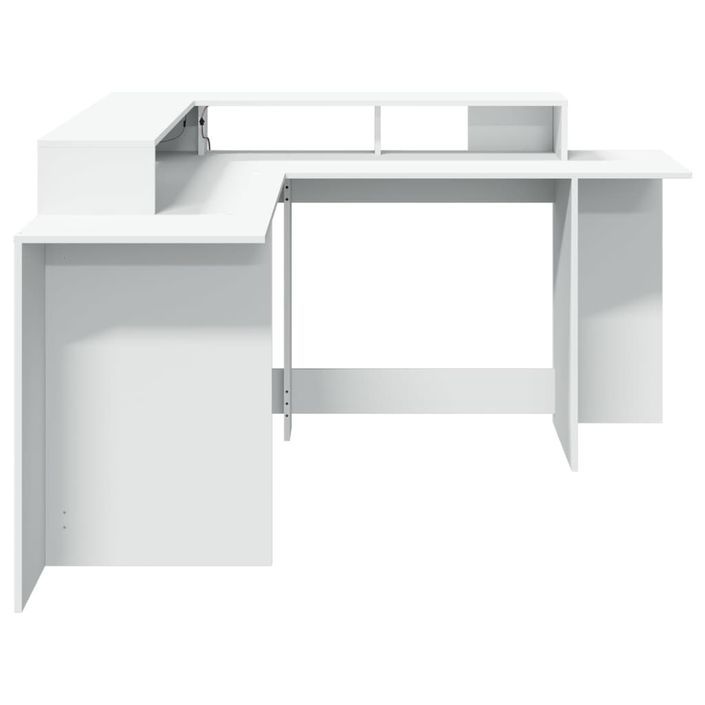 Bureau avec lumières LED blanc 152x152x91 cm bois d'ingénierie - Photo n°7