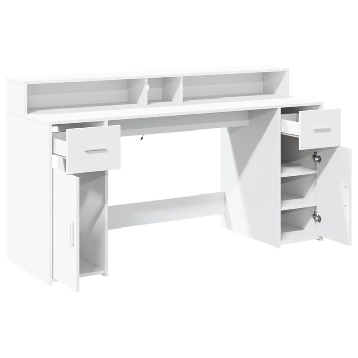 Bureau avec lumières LED blanc 160x55x91 cm bois d'ingénierie - Photo n°9