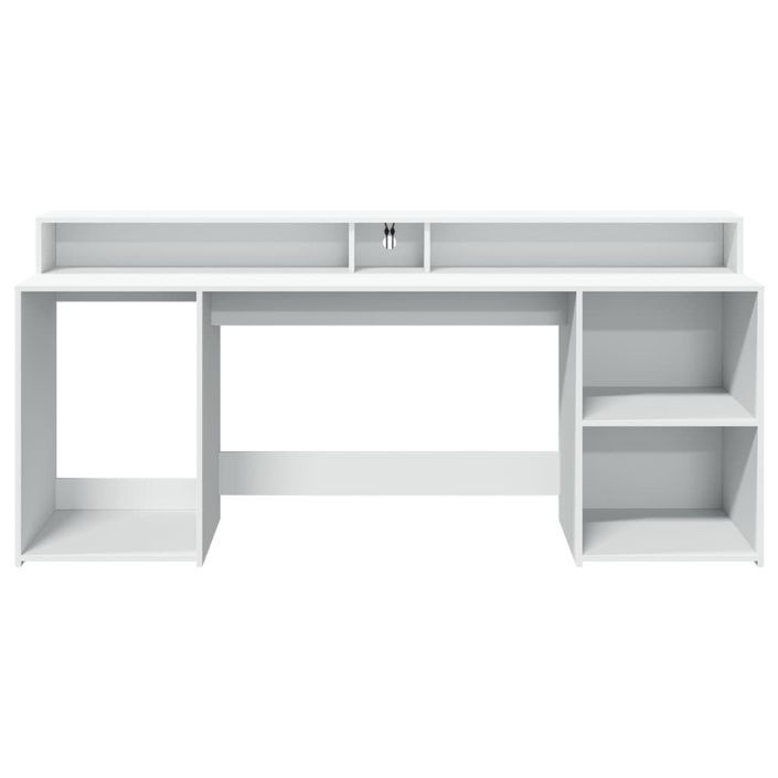 Bureau avec lumières LED blanc 200x55x91 cm bois d'ingénierie - Photo n°6