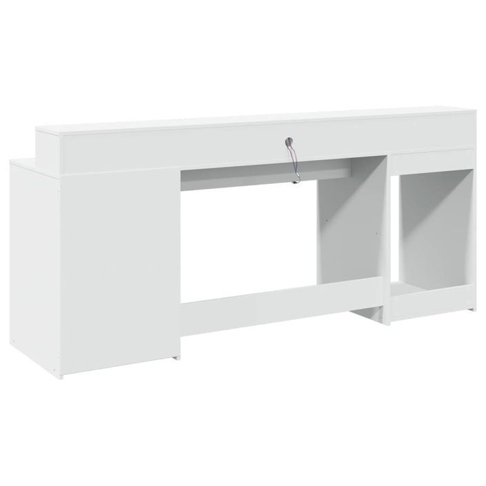 Bureau avec lumières LED blanc 200x55x91 cm bois d'ingénierie - Photo n°8