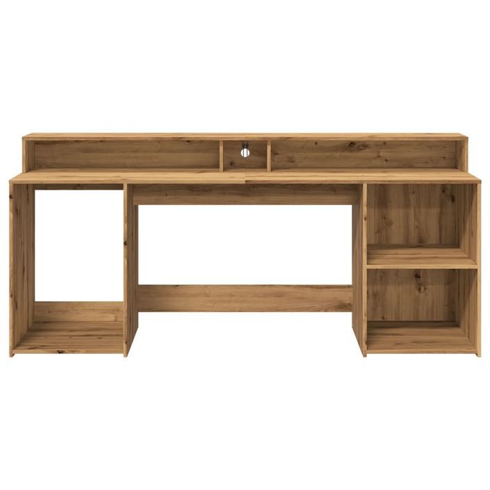 Bureau avec lumières LED chêne artisanal bois d'ingénierie - Photo n°6