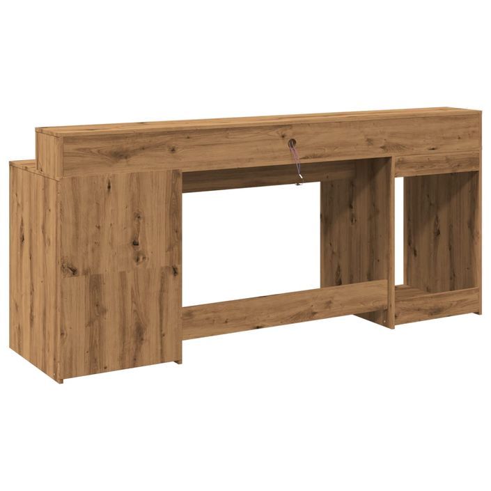 Bureau avec lumières LED chêne artisanal bois d'ingénierie - Photo n°8