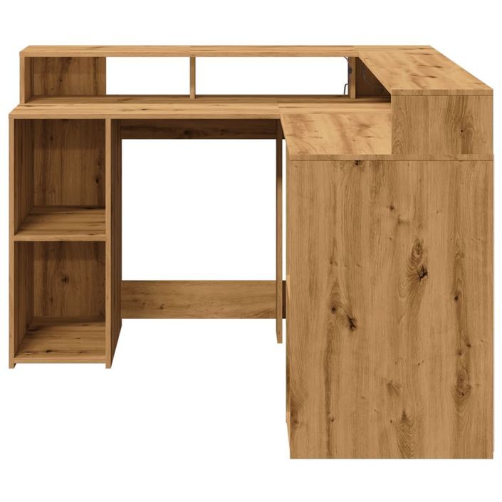 Bureau avec lumières LED chêne artisanal bois d'ingénierie - Photo n°6