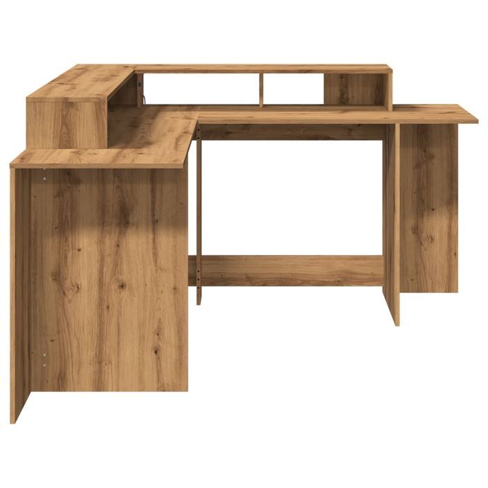 Bureau avec lumières LED chêne artisanal bois d'ingénierie - Photo n°7