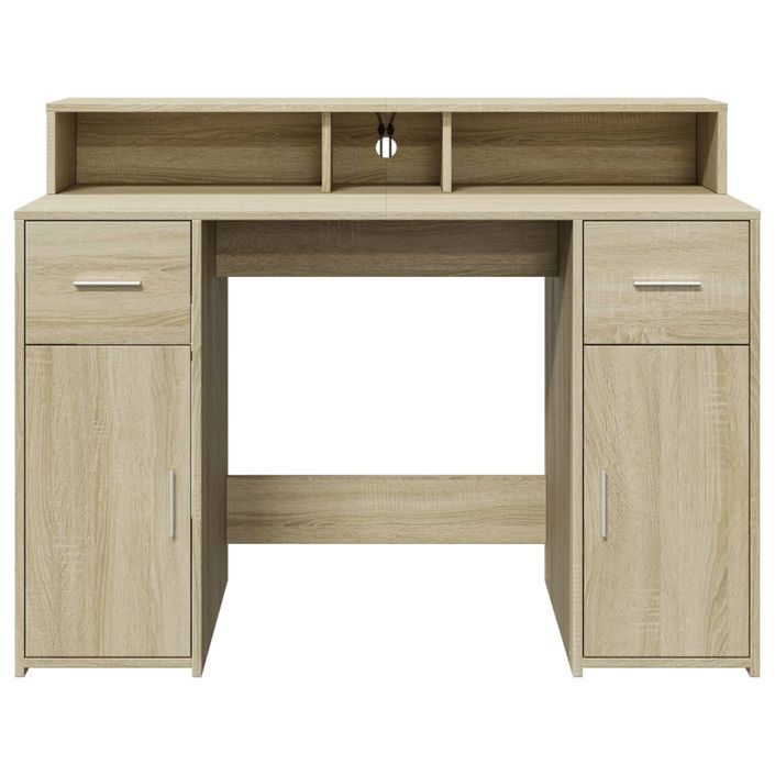 Bureau avec lumières LED chêne sonoma bois d'ingénierie - Photo n°6