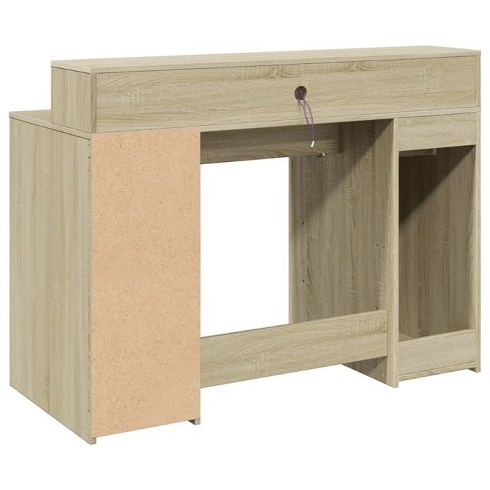 Bureau avec lumières LED chêne sonoma bois d'ingénierie - Photo n°8