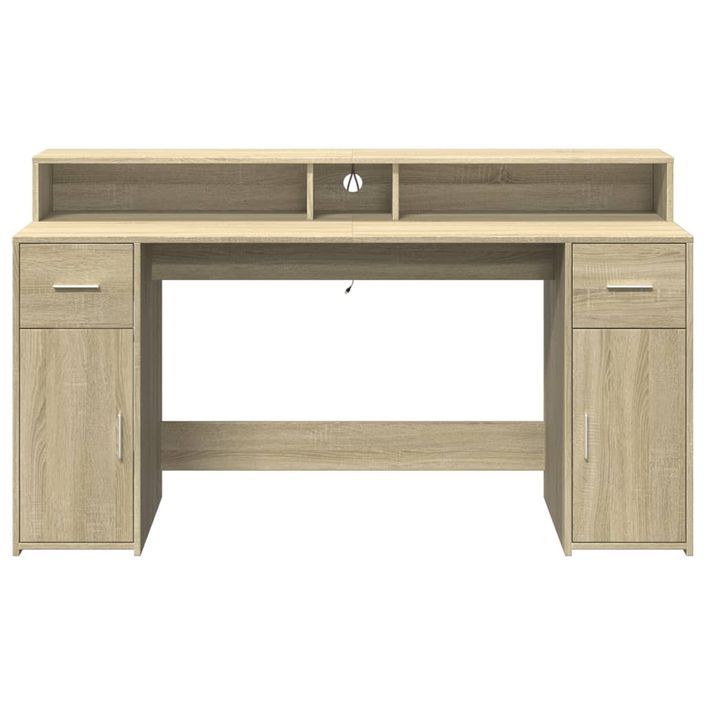 Bureau avec lumières LED chêne sonoma bois d'ingénierie - Photo n°6