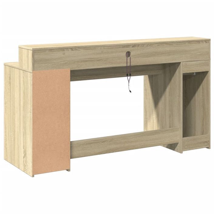 Bureau avec lumières LED chêne sonoma bois d'ingénierie - Photo n°8