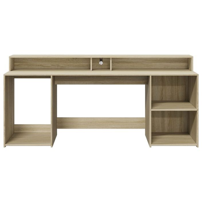 Bureau avec lumières LED chêne sonoma bois d'ingénierie - Photo n°6