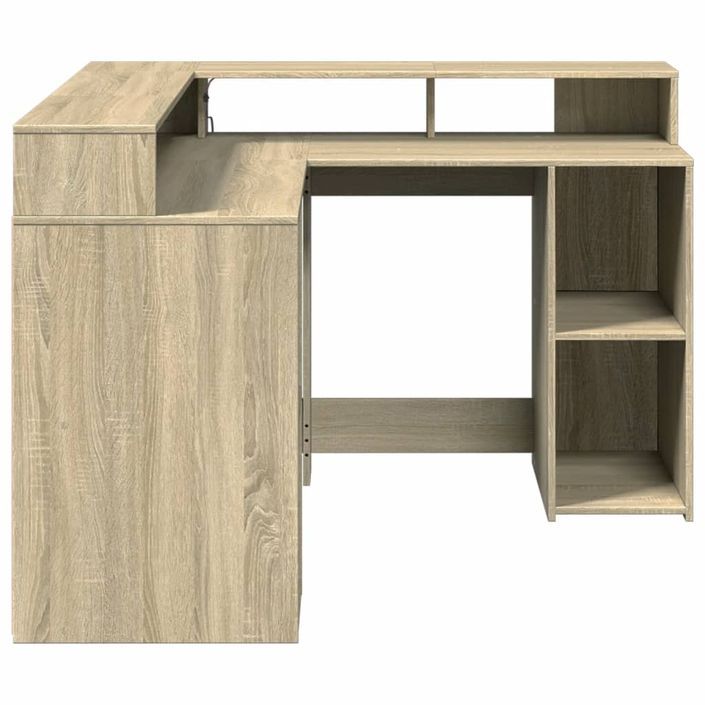 Bureau avec lumières LED chêne sonoma bois d'ingénierie - Photo n°7