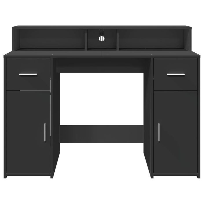 Bureau avec lumières LED noir 120x55x91 cm bois d'ingénierie - Photo n°6