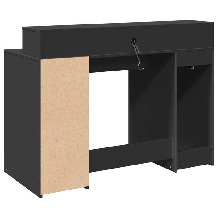 Bureau avec lumières LED noir 120x55x91 cm bois d'ingénierie - Photo n°8