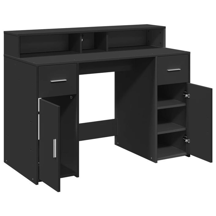 Bureau avec lumières LED noir 120x55x91 cm bois d'ingénierie - Photo n°9