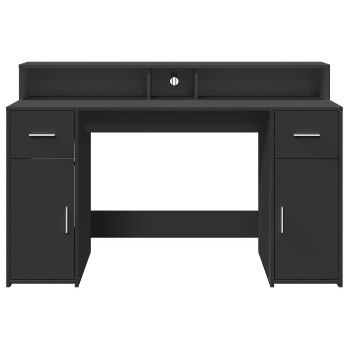 Bureau avec lumières LED noir 140x55x91 cm bois d'ingénierie - Photo n°6