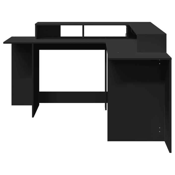 Bureau avec lumières LED noir 152x152x91 cm bois d'ingénierie - Photo n°6