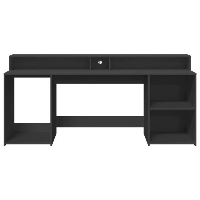 Bureau avec lumières LED noir 200x55x91 cm bois d'ingénierie - Photo n°6