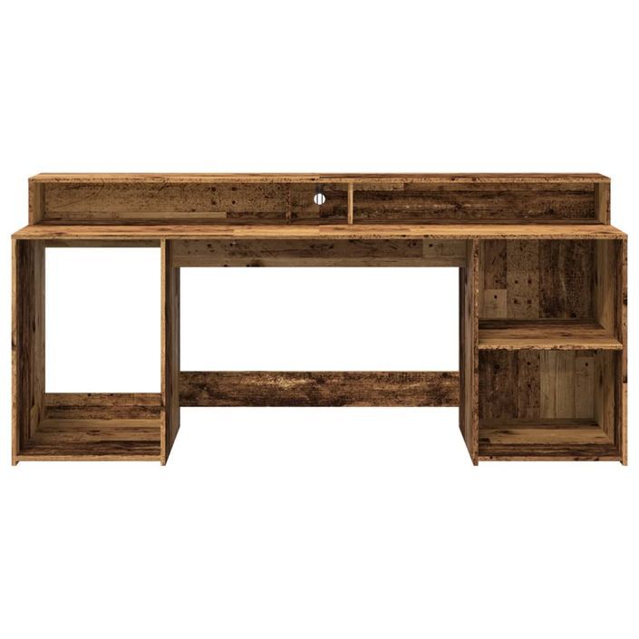 Bureau avec lumières LED vieux bois bois d'ingénierie - Photo n°6