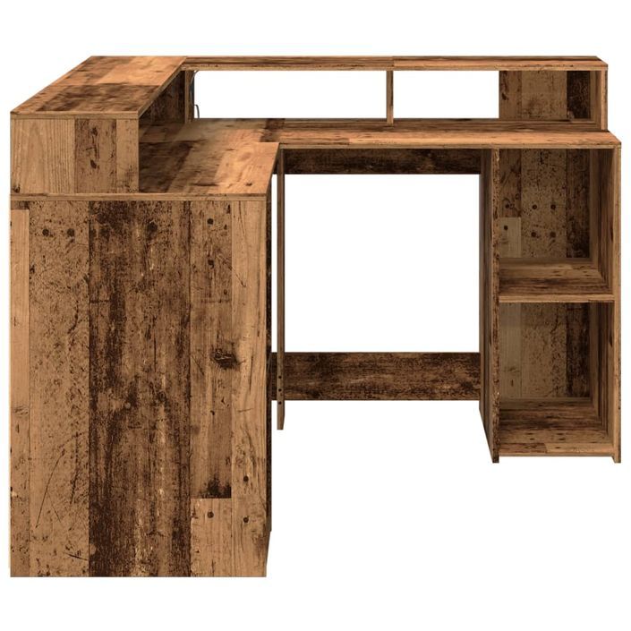 Bureau avec lumières LED vieux bois bois d'ingénierie - Photo n°7