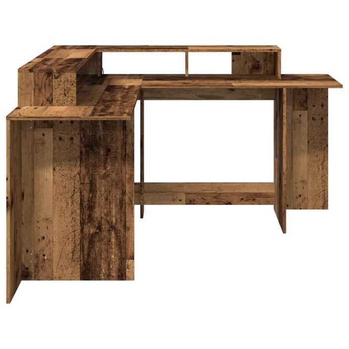 Bureau avec lumières LED vieux bois bois d'ingénierie - Photo n°7